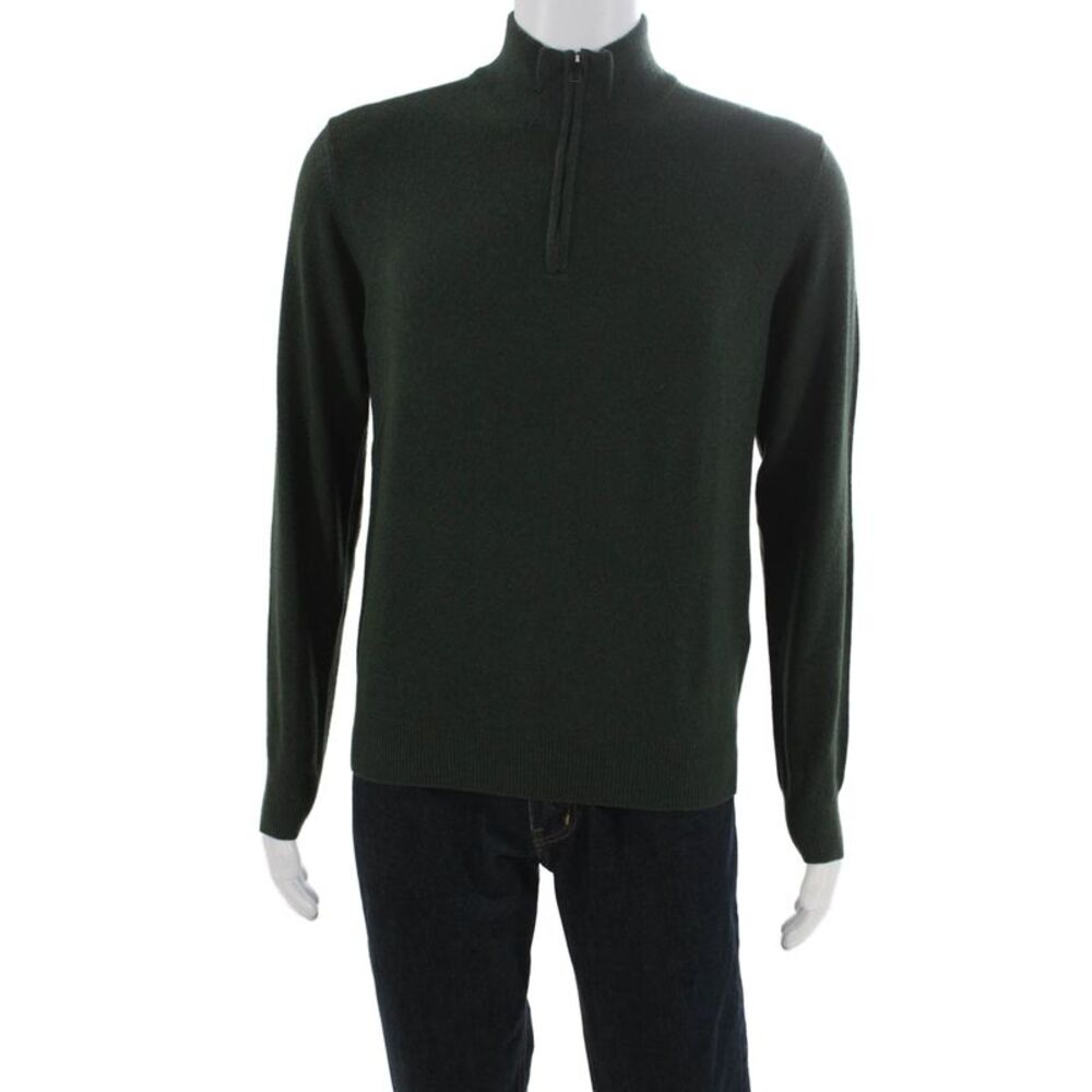 Hackett Mens Green Wool Mock Neck Pullover Sweater Long Sleeve Fall Size S